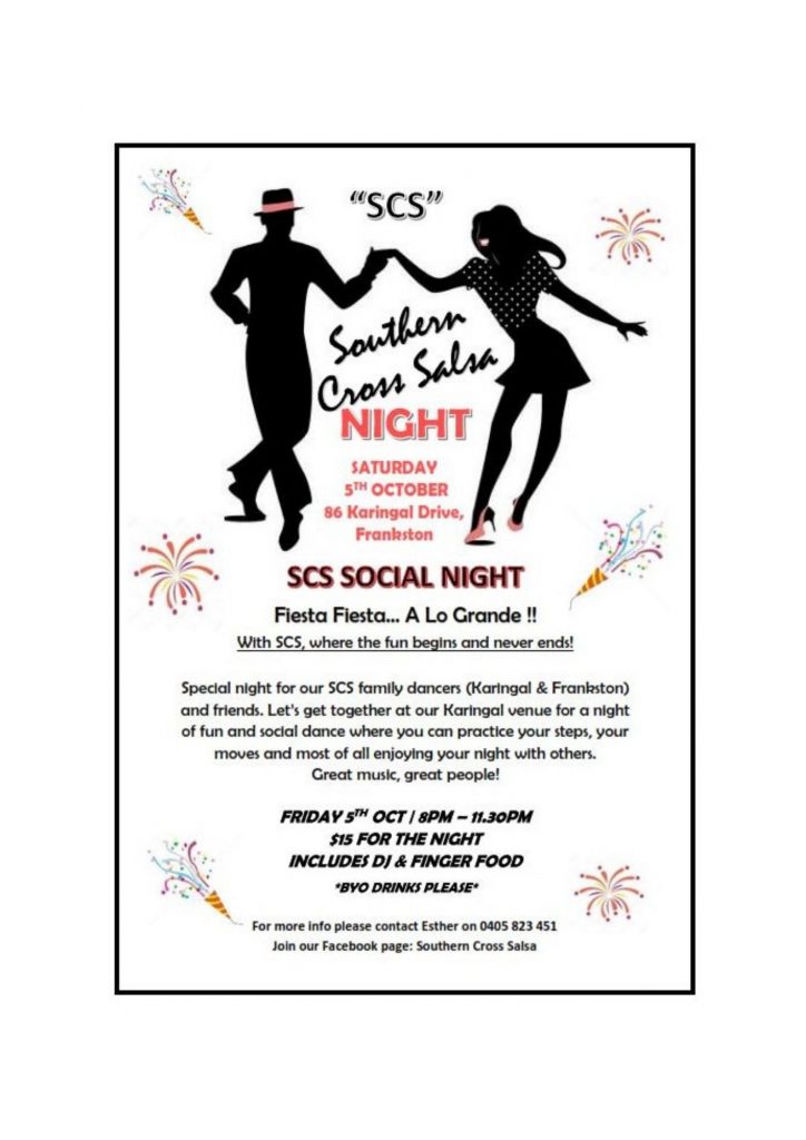 scs flyer - saturday social october